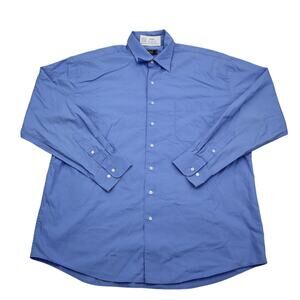 XMI Shirt Mens L Blue Long Sleeve Point Collar button Barrel Cuff Dress Shirt